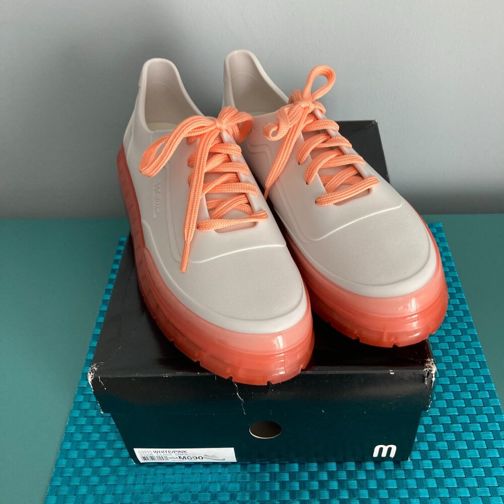 Melissa White and Pink Sneakers Women Size 9